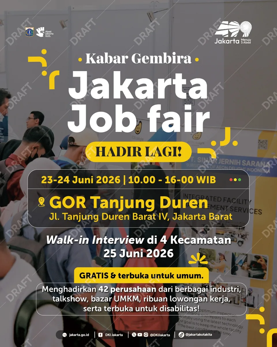 Job Fair Kabupaten Sleman 2026 (Suku Dinas TKTE Wilayah Kabupaten Sleman Barat) : 23-24 Juni 2026